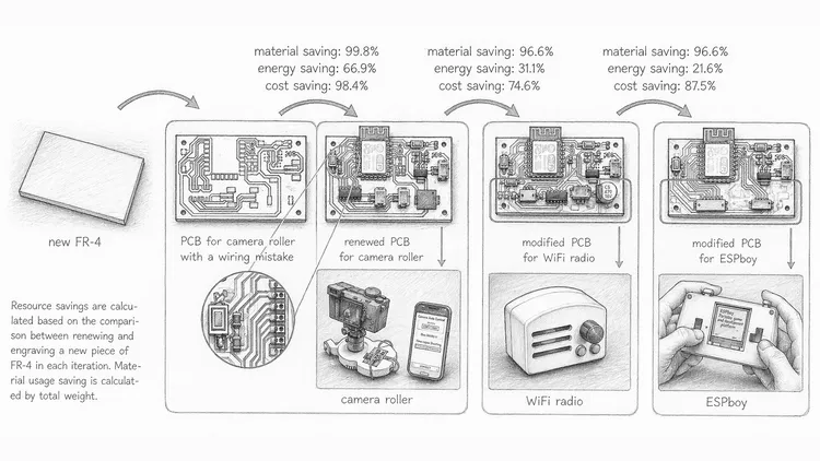 PCB Renewal: Iterative Reuse of PCB Substrates for Sustainable Electronic Making